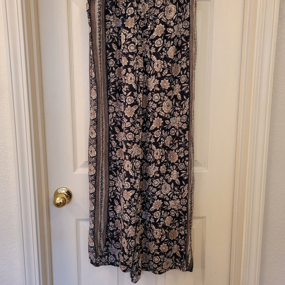 Small earthy floral boho wide leg pants